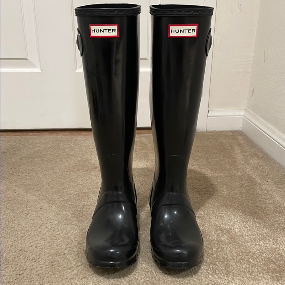 Hunter Black Tall Rain Boots